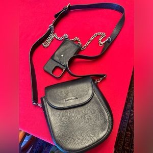 Shay Bandolier IPhone 12/12pro bag and phone case.  Black/silver